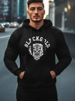 Bluza męska z kapturem czarna NB/MF2007Z^Ozonee Best