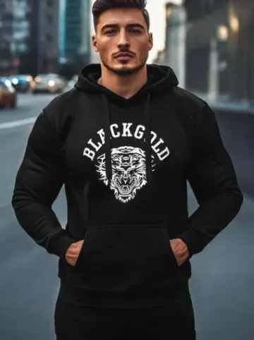 Bluza męska z kapturem czarna NB/MF2007Z^Ozonee Best