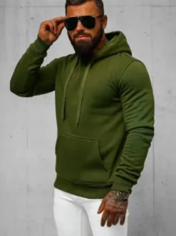 Bluza męska z kapturem khaki JS/2009Z^Ozonee Fashion