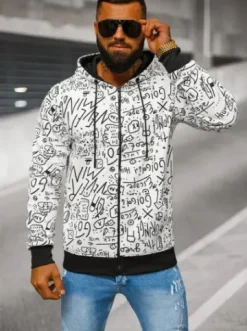 Bluza męska z kapturem rozpinana biała JS/8B1182/1^Ozonee Clearance