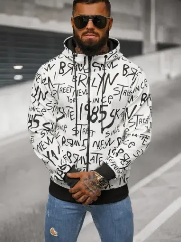 Bluza męska z kapturem rozpinana biała JS/8B1175/1^Ozonee Best