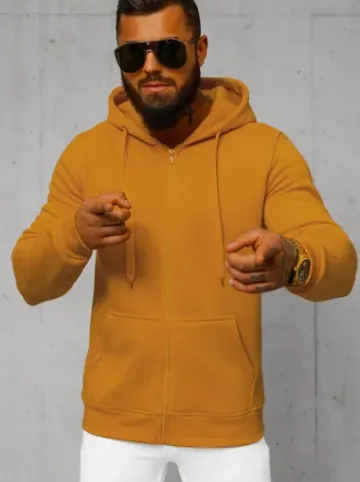 Bluza męska z kapturem rozpinana camelowa JS/2008Z^Ozonee Online