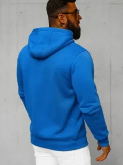Bluza męska z kapturem rozpinana niebieska JS/2008Z^Ozonee Outlet