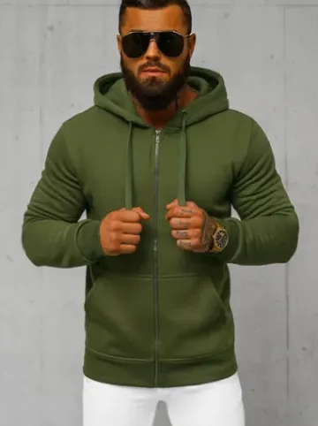 Bluza męska z kapturem rozpinana khaki JS/2008Z^Ozonee Hot