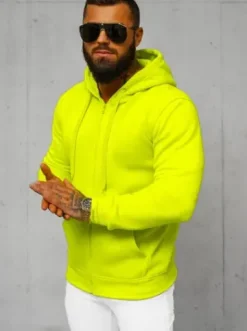 Bluza męska z kapturem rozpinana żółta-neonowa JS/2008Z^Ozonee Online