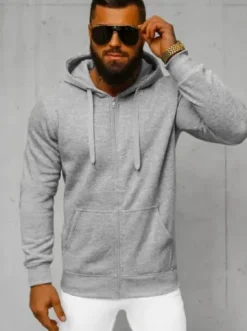 Bluza męska z kapturem rozpinana szara JS/2008Z^Ozonee Online