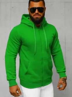 Bluza męska z kapturem rozpinana zielona JS/2008Z^Ozonee Sale