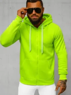 Bluza męska z kapturem rozpinana seledynowa JS/2008/72Z^Ozonee Best
