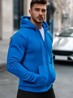 Bluza męska z kapturem rozpinana niebieska JS/2008Z^Ozonee Online