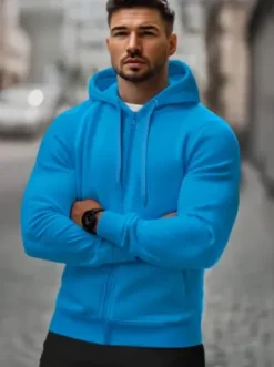 Bluza męska z kapturem rozpinana błękitna JS/2008Z^Ozonee Best