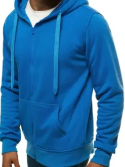 Bluza męska z kapturem rozpinana niebieska JS/2008^Ozonee Outlet