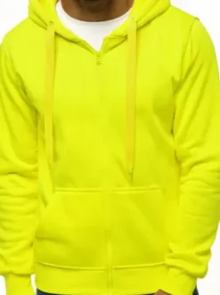 Bluza męska z kapturem rozpinana żółta-neonowa JS/2008^Ozonee Clearance