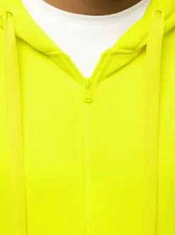 Bluza męska z kapturem rozpinana żółta-neonowa JS/2008^Ozonee Clearance