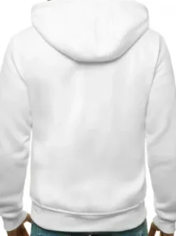 Bluza męska z kapturem rozpinana biała JS/2008^Ozonee Fashion