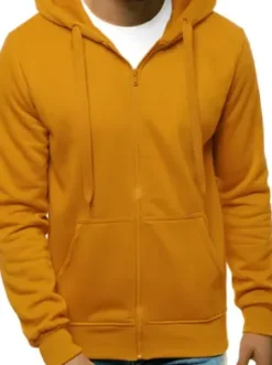 Bluza męska z kapturem rozpinana camelowa JS/2008^Ozonee Fashion