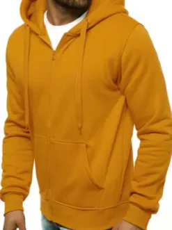 Bluza męska z kapturem rozpinana camelowa JS/2008^Ozonee Fashion