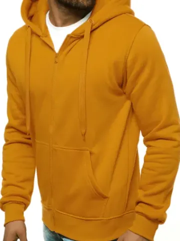 Bluza męska z kapturem rozpinana camelowa JS/2008^Ozonee Fashion