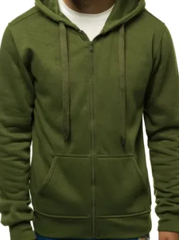 Bluza męska z kapturem rozpinana khaki JS/2008^Ozonee Fashion