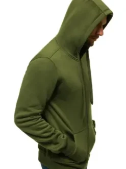 Bluza męska z kapturem rozpinana khaki JS/2008^Ozonee Fashion