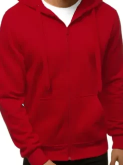 Bluza męska z kapturem rozpinana ciemno-czerwona JS/2008^Ozonee New