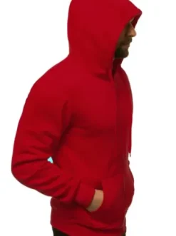 Bluza męska z kapturem rozpinana ciemno-czerwona JS/2008^Ozonee New