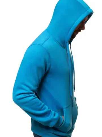Bluza męska z kapturem rozpinana błękitna JS/2008^Ozonee Sale