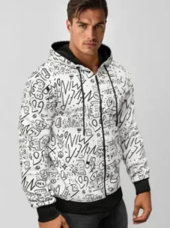 Bluza męska z kapturem rozpinana biała JS/8B1182/1Z^Ozonee Clearance