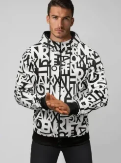 Bluza męska z kapturem rozpinana biała JS/8B1179/1Z^Ozonee Discount