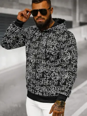 Bluza męska z kapturem rozpinana czarna JS/8B1183/3^Ozonee Outlet