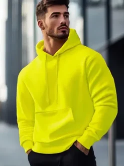 Bluza męska z kapturem żółta-neonowa JS/2009Z^Ozonee Discount