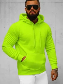 Bluza męska z kapturem zielona-neonowa JS/2009Z^Ozonee Discount