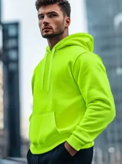 Bluza męska z kapturem zielona-neonowa JS/2009Z^Ozonee Hot