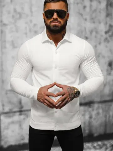 Bluza męska z kołnierzykiem ecru O/TB2264^Ozonee Hot