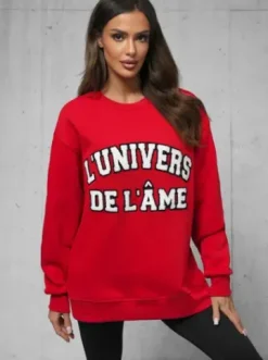 Bluza oversize czerwona O/SWE23055^Ozonee Discount