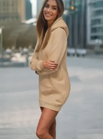 Bluza z kapturem damska beżowa JS/YS10003/6^Ozonee Best