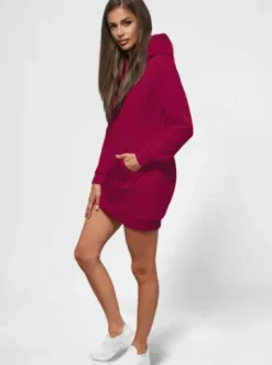 Bluza z kapturem damska bordowa JS/YS10003/21Z^Ozonee Clearance