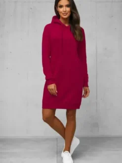 Bluza z kapturem damska bordowa JS/YS10005/21Z^Ozonee Discount