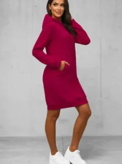 Bluza z kapturem damska bordowa JS/YS10005/21Z^Ozonee Discount