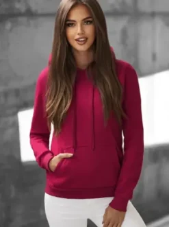 Bluza z kapturem damska bordowa JS/W02Z^Ozonee Hot