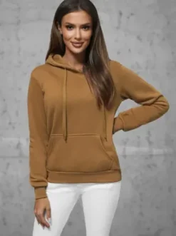 Bluza z kapturem damska brązowa JS/W02/157Z^Ozonee New