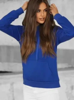 Bluza z kapturem damska chabrowa JS/W02/65Z^Ozonee Best