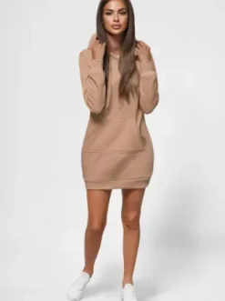 Bluza z kapturem damska ciemno-beżowa JS/YS10003/91Z^Ozonee Hot