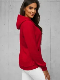 Bluza z kapturem damska ciemno-czerwona JS/W02Z^Ozonee Online