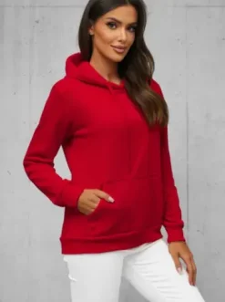 Bluza z kapturem damska ciemno-czerwona JS/W02Z^Ozonee Online