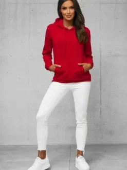 Bluza z kapturem damska ciemno-czerwona JS/W02Z^Ozonee Online