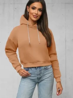 Bluza z kapturem damska ciemno-beżowa O/12102^Ozonee Sale