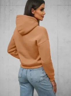 Bluza z kapturem damska ciemno-beżowa O/12102^Ozonee Sale