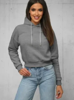 Bluza z kapturem damska ciemno-szara O/12102^Ozonee Discount
