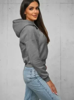 Bluza z kapturem damska ciemno-szara O/12102^Ozonee Discount