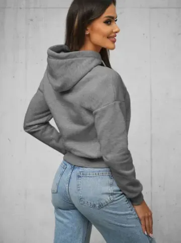 Bluza z kapturem damska ciemno-szara O/12102^Ozonee Discount